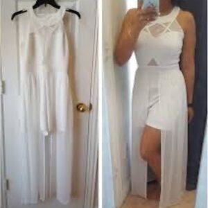 Sweet Storm Ivory Romper with Long Overlay Size M